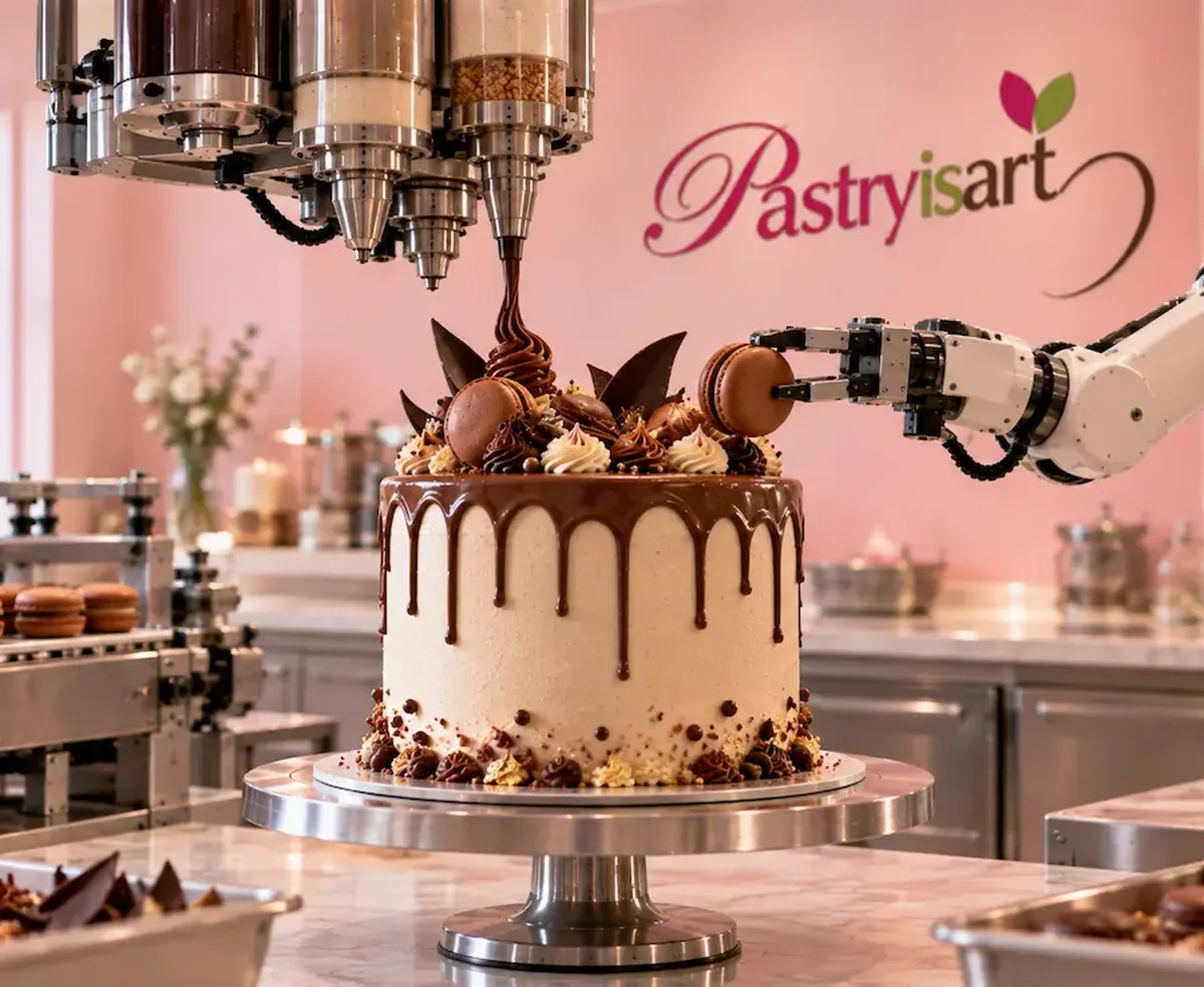 A cake being built in our kitchen