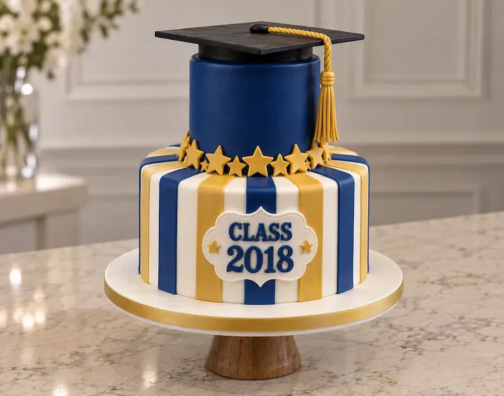 School colors with a crown of sugar stars