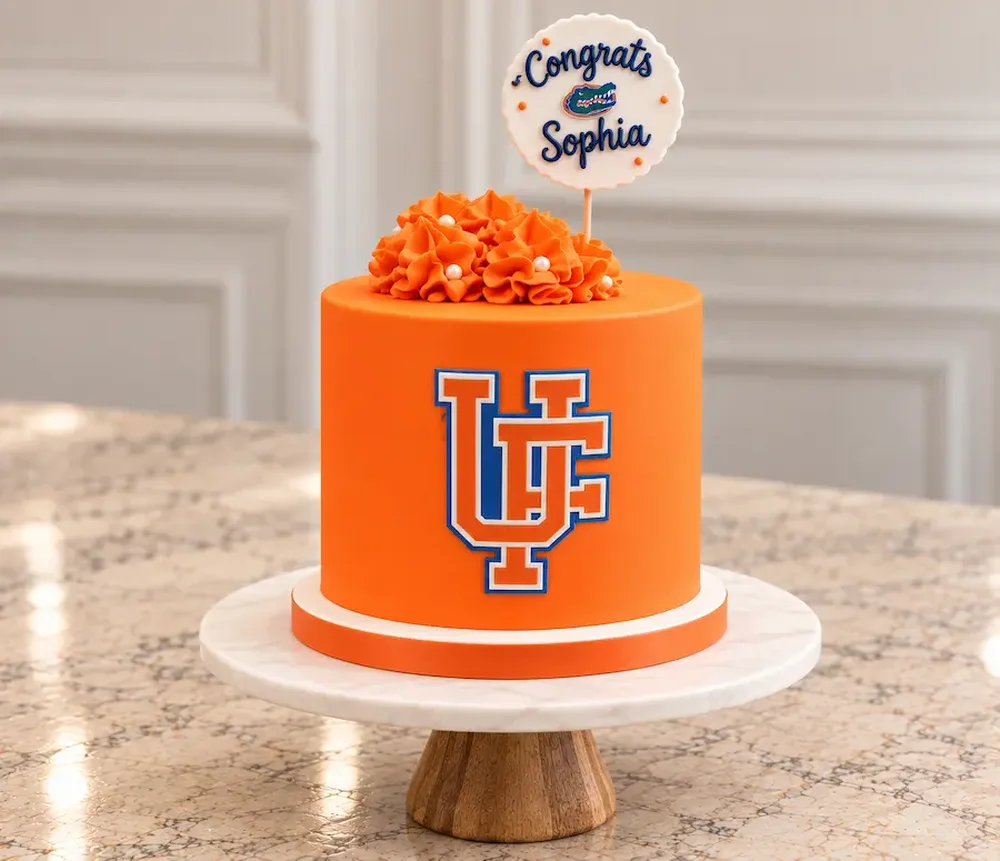 Graduation #7: Solid school color with a hand-made topper