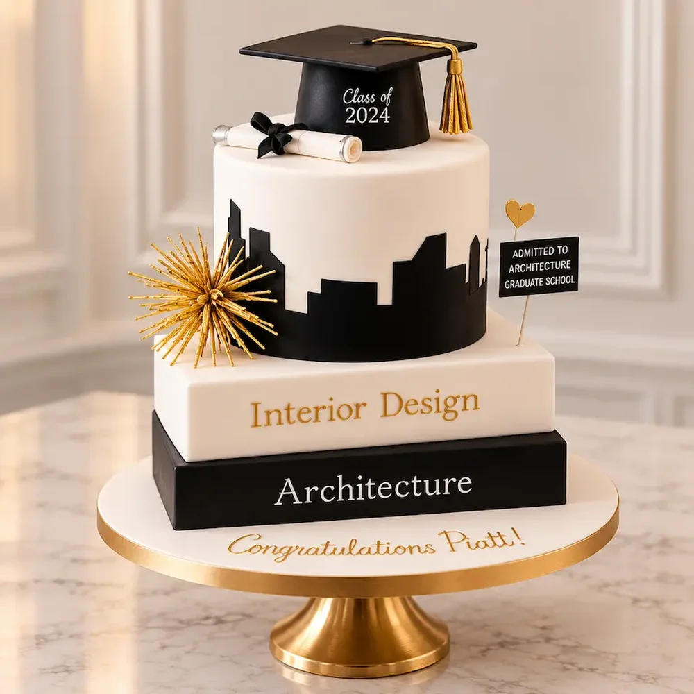 Graduation #8: Skyline and book stacks built around the field they graduated in