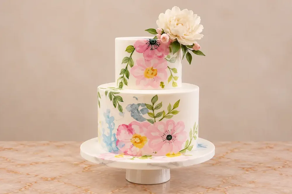 Wedding #23: Hand-painted flowers with a sugar peony